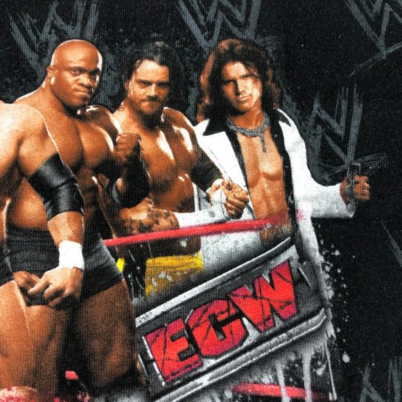 Y2K WWE ECW RAW Smackdown HHH Cena Batista Shirt Youth Large Black Wrestling Tee - Picture 6 of 12